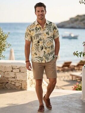 Pierre Cardin Hawaiian Floral Men's Shirt.